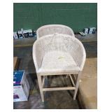 White Washed Rattan & Mahogany Counter Stool