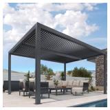 Gray Aluminum Pergola with Adjustable Roof