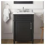 Aberdeen 24 in. Black Vanity w/ Carrara Top