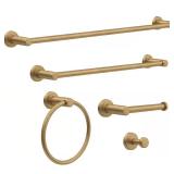 Wake 5-Piece Bath Accessory Set: Satin Gold