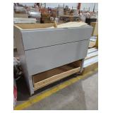 (Damaged) 3 Drawer Grey Cabinet, 35"h x 35"w x 24