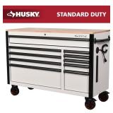52 in. 10-Drawer Workbench with Wood Top