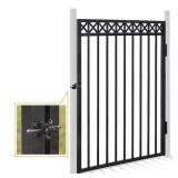 Windows & 5 ft x 4 ft Flat Top Metal Fence Gate