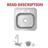 (Damaged Corner) Pro 15" Drop-In Single Bowl Sink