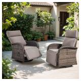Plain Curve 2-Piece Wicker Recliner Chair