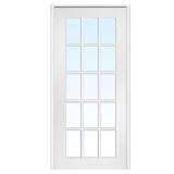 Primed 30x80 Left-Handed Glass 15-Lite Door