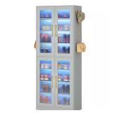 Gray 24-Pairs Tall Shoe Cabinet w/ Doors