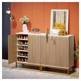 Lauren Brown 38 in. Shoe Cabinet with Doors