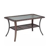 Brown Rectangular Patio Wicker Coffee Table