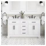 Doveton 60" Double Sink Vanity, White Top