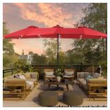 15 ft x 9 ft LED Outdoor Chili Red Umbrella