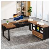 Tribesigns L-Shaped Desk with File Cabinet
