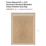 Frame Natural 8x10 Geometric Border Rug Washable