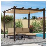 Bronze Aluminum Pergola with Canopy 10x10
