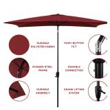 Sun-Ray 6.25-ft Steel Red Market Umbrella