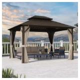 Bronze Aluminum Outdoor Gazebo with Curtains