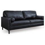 Ashley Bryceview Leather Sofa, Tufted, Black