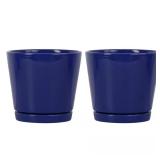 Piedmont 6-in Blue Ceramic Planter Pot (2)
