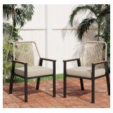 Mirage Rattan Rope Patio Dining Chairs-Phi Villa