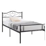 Twin Size Bed Frame with Headboard, Black