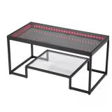 VEVOR Coffee Table: Tempered Glass, 2 Tiers