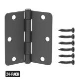 24-Pack 3-1/2" x 5/8" Radius Matte Black Hinge