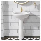 White Vitreous China U-Shape Pedestal Sink