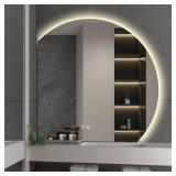 Frameless LED Mirror, Half Moon Style