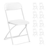 White Steel Frame Folding Chairs (Set of 10)