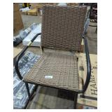 Esther wood Black Wicker Steel Outdoor Dining Cha