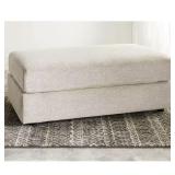 Soletren Beige Polyester Rectangle Ottoman