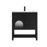 Obsidian Vanity, 31"W x 19"D, Black/White Top