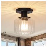 5.9 in. 1-Light Matte Black Semi-Flush Mount
