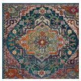 Crystal Teal/Rose 4 ft. x 4 ft. Rug