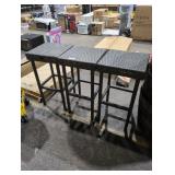 3 Grey Wicker Backless Bar Stools