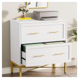 Atencio 2-Drawer White File Cabinet 32 in. W