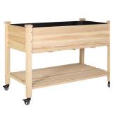 Wooden Raised Garden Bed with Wheels, Liner