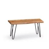 Hairpin 36 in. Brown Live Edge Wood Bench