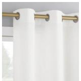 Landon Textured White Faux Linen 40 in. W x 84 in