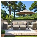 Vultros Gray 3-Pc Wicker Set (SOFA & OTTOMANS ONL
