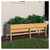 Natural Wooden Raised Garden Bed with Liner