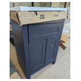 24" Blue Bathroom Vanity w Speckle Grey Sink