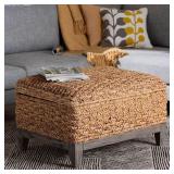 Bailey Natural Brown Seagrass Square Ottoman