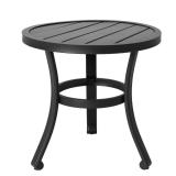 Black Round Metal Outdoor Side Table with Ring