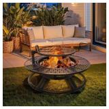 47 in. W Wood Burning Fire Pit with Grill