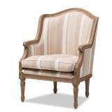 Charlemagne 28 in. Beige Striped Arm Chair