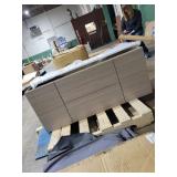 Wood grain vanity with top, missing legs 19x18x48