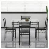 Gymax 5 Pc Dining Set Glass Top Table