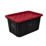 HDX 27 Gal. Tough Storage Tote in Black and Red