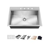 Zero Radius 32 in. Drop-In Sink + Accessories